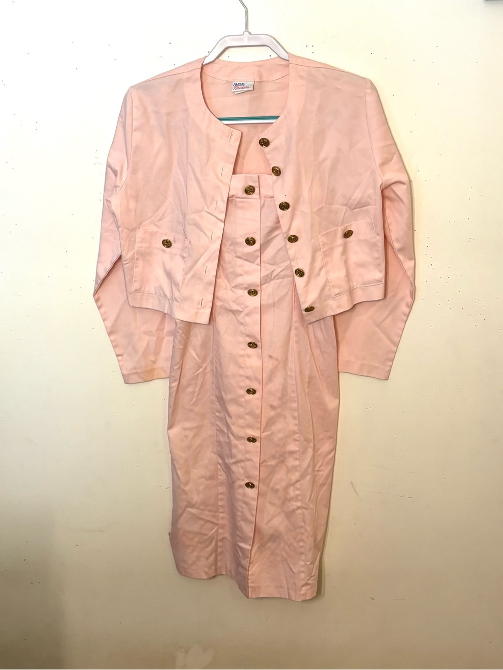 Avon Fashions Light Pink Long Sleeve Button-Front Dress with Coordinating Jacket
